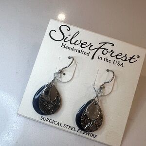 Brand new silver and navy blue earrings
